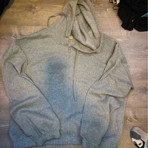 Gray Cropped Zip-Up Hoodie
